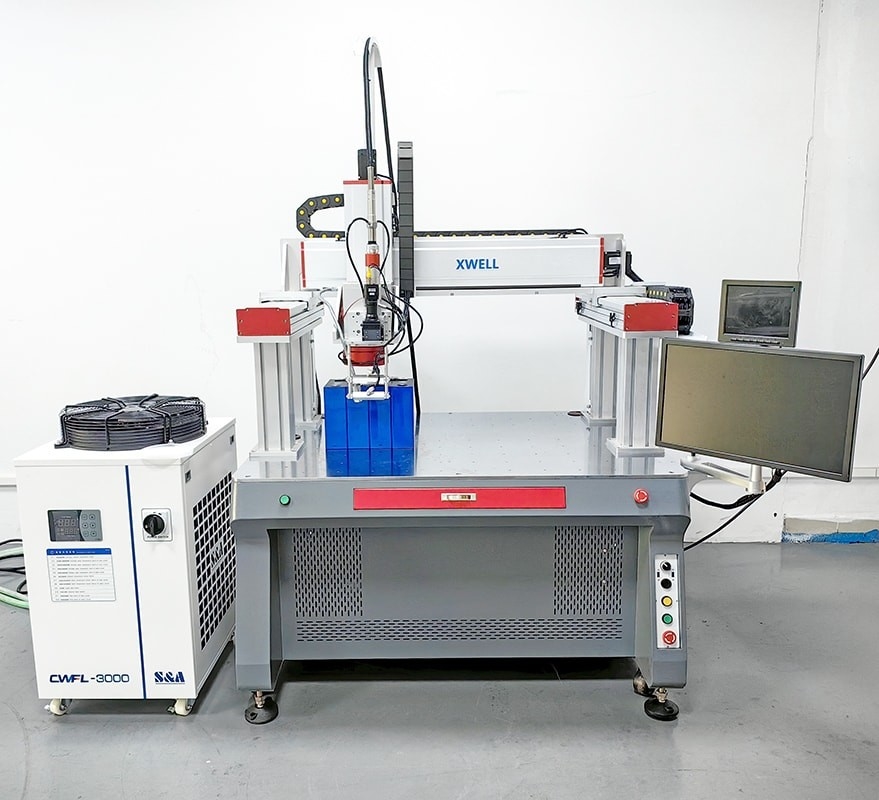 Máquina de soldadura de 1000W con baranda automática continua con batería de iones de litio Máquina de soldadura con láser de fibra
