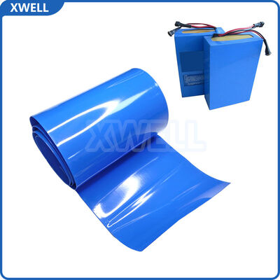 Buen precio Película de envoltura termocontraíble de PVC azul, 150 mm de ancho, rollo de 200 m, 120 ℃ para protección de aislamiento exterior de batería de litio en línea